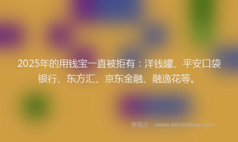 2025年的用钱宝一直被拒有：洋钱罐、平安口袋银行、东方汇、京东金融、融逸花等。