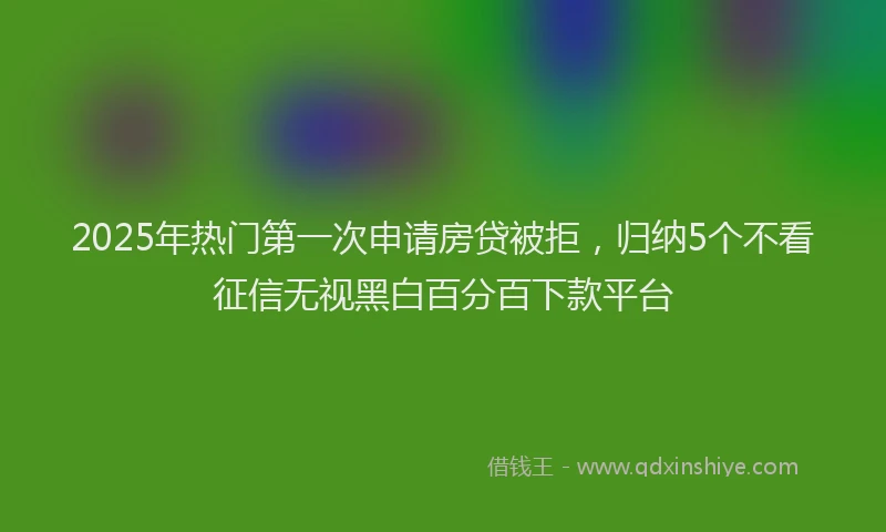 2025年热门第一次申请房贷被拒，归纳5个不看征信无视黑白百分百下款平台