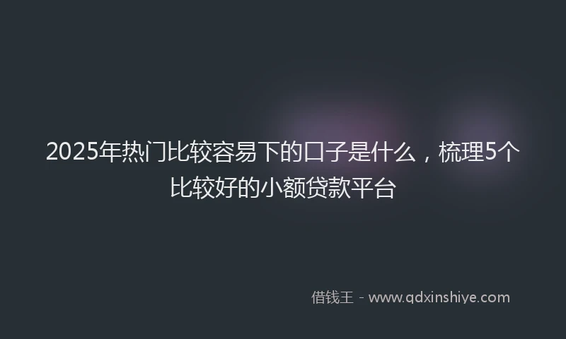 2025年热门比较容易下的口子是什么，梳理5个比较好的小额贷款平台