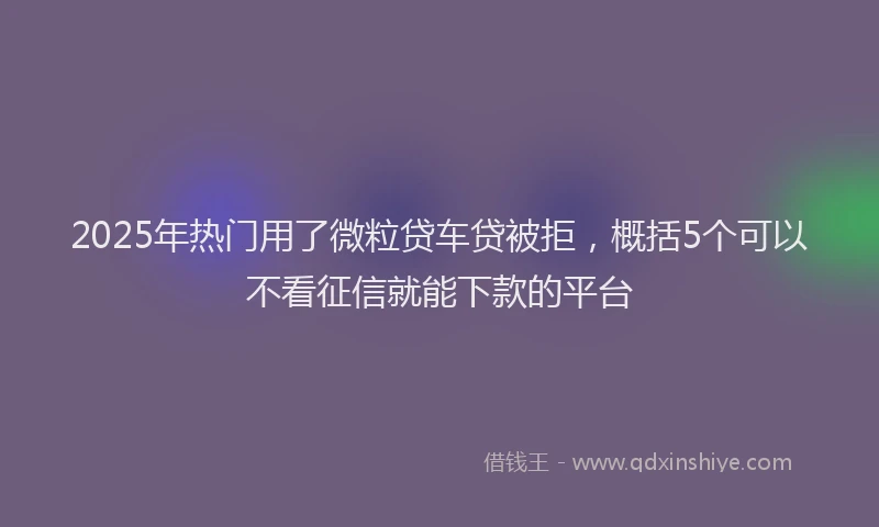 2025年热门用了微粒贷车贷被拒，概括5个可以不看征信就能下款的平台