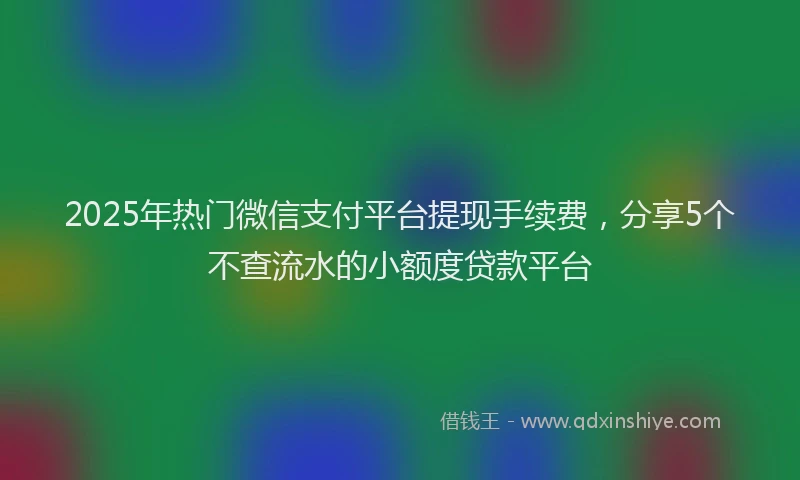 2025年热门微信支付平台提现手续费，分享5个不查流水的小额度贷款平台