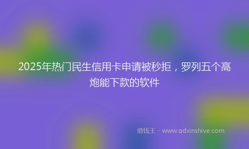 2025年热门民生信用卡申请被秒拒，罗列五个高炮能下款的软件