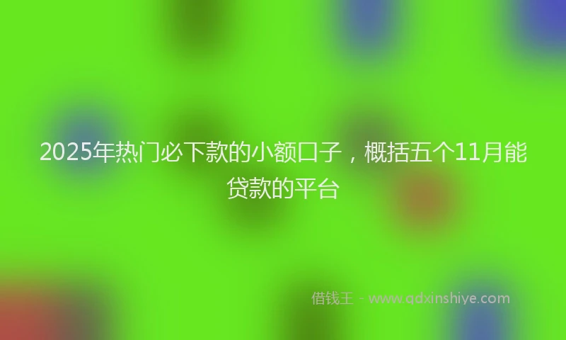 2025年热门必下款的小额口子，概括五个11月能贷款的平台