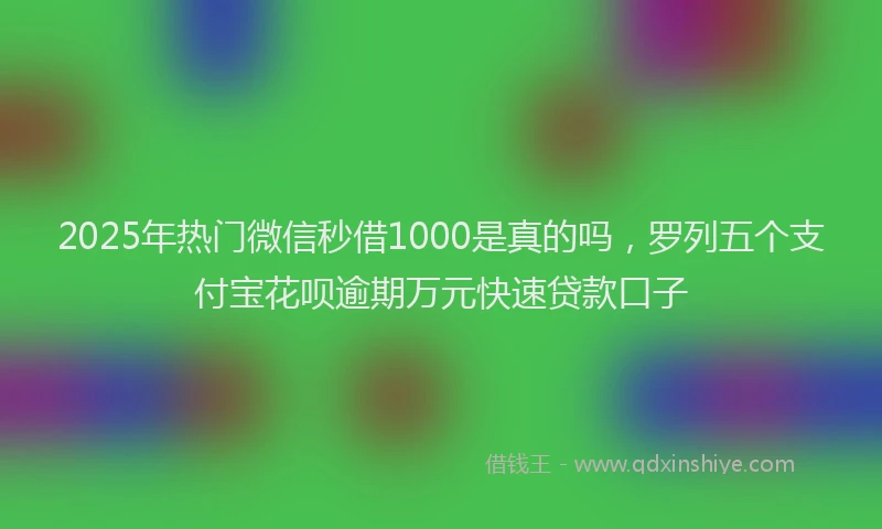 2025年热门微信秒借1000是真的吗，罗列五个支付宝花呗逾期万元快速贷款口子