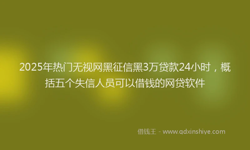 2025年热门无视网黑征信黑3万贷款24小时，概括五个失信人员可以借钱的网贷软件