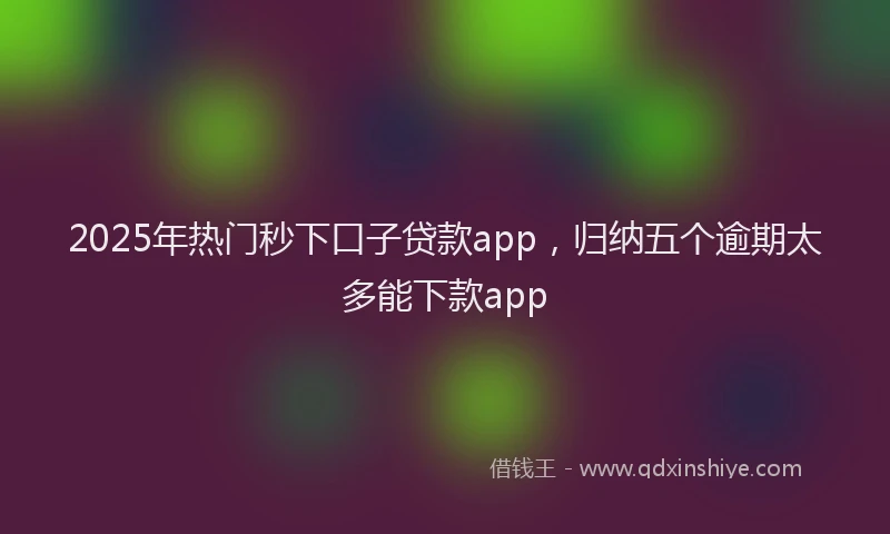 2025年热门秒下口子贷款app，归纳五个逾期太多能下款app