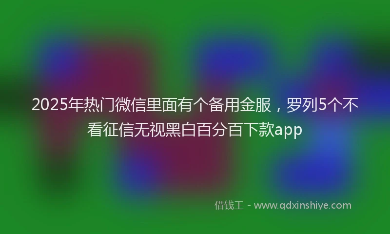 2025年热门微信里面有个备用金服，罗列5个不看征信无视黑白百分百下款app