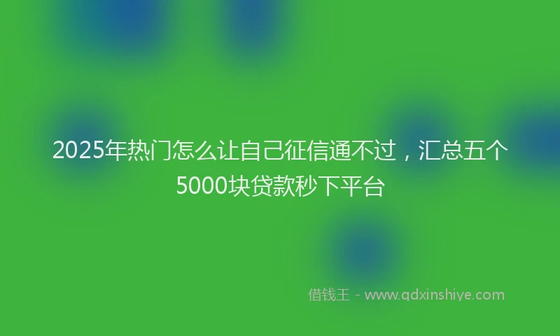 2025年热门怎么让自己征信通不过，汇总五个5000块贷款秒下平台