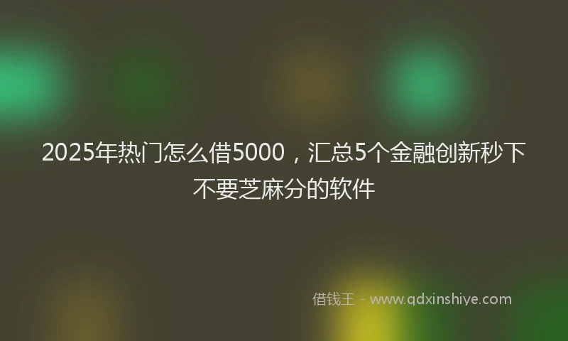 2025年热门怎么借5000，汇总5个金融创新秒下不要芝麻分的软件