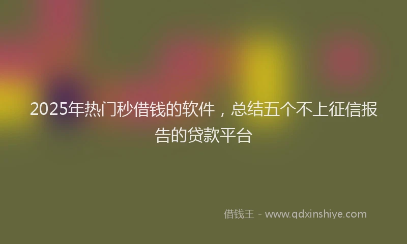 2025年热门秒借钱的软件，总结五个不上征信报告的贷款平台