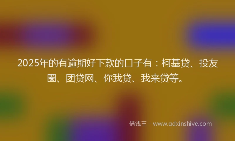 2025年的有逾期好下款的口子有：柯基贷、投友圈、团贷网、你我贷、我来贷等。
