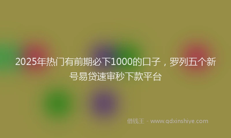 2025年热门有前期必下1000的口子，罗列五个新号易贷速审秒下款平台