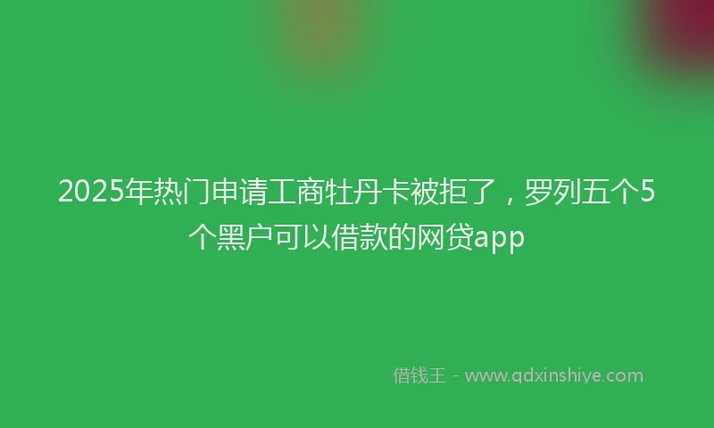 2025年热门申请工商牡丹卡被拒了，罗列五个5个黑户可以借款的网贷app