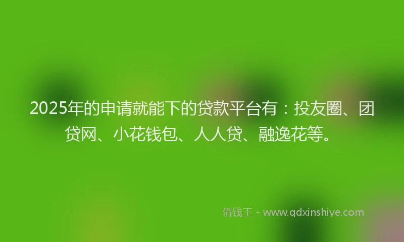 2025年的申请就能下的贷款平台有：投友圈、团贷网、小花钱包、人人贷、融逸花等。