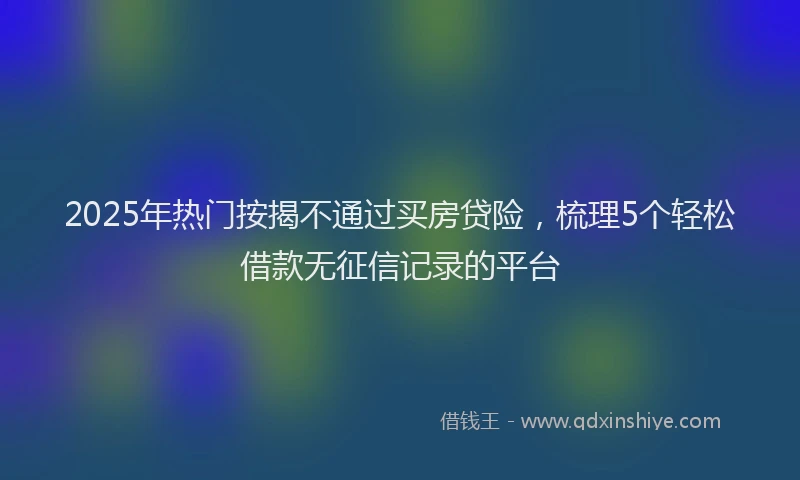 2025年热门按揭不通过买房贷险，梳理5个轻松借款无征信记录的平台