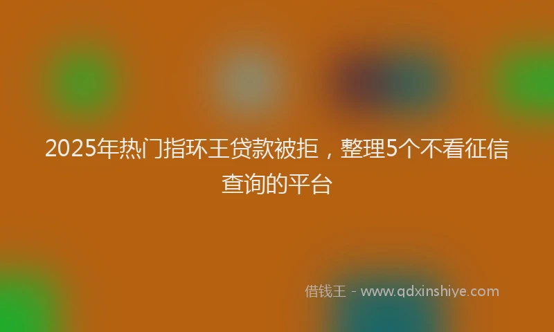 2025年热门指环王贷款被拒，整理5个不看征信查询的平台