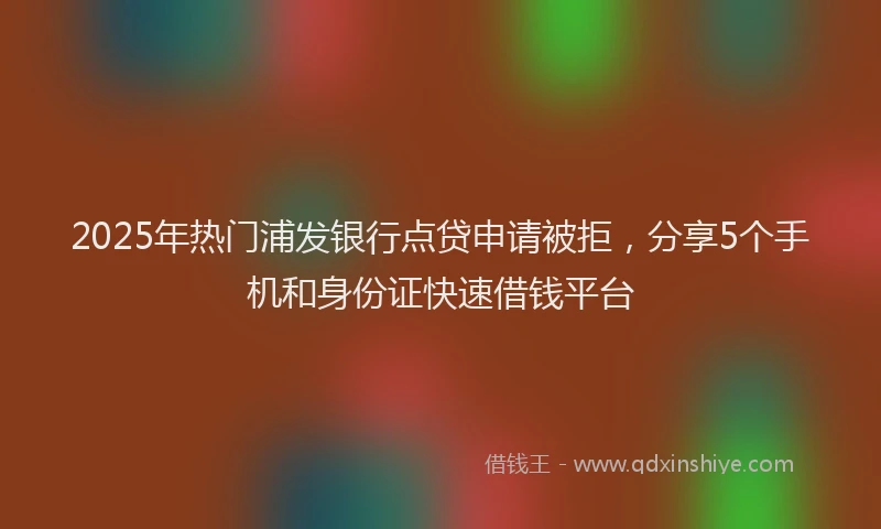 2025年热门浦发银行点贷申请被拒，分享5个手机和身份证快速借钱平台