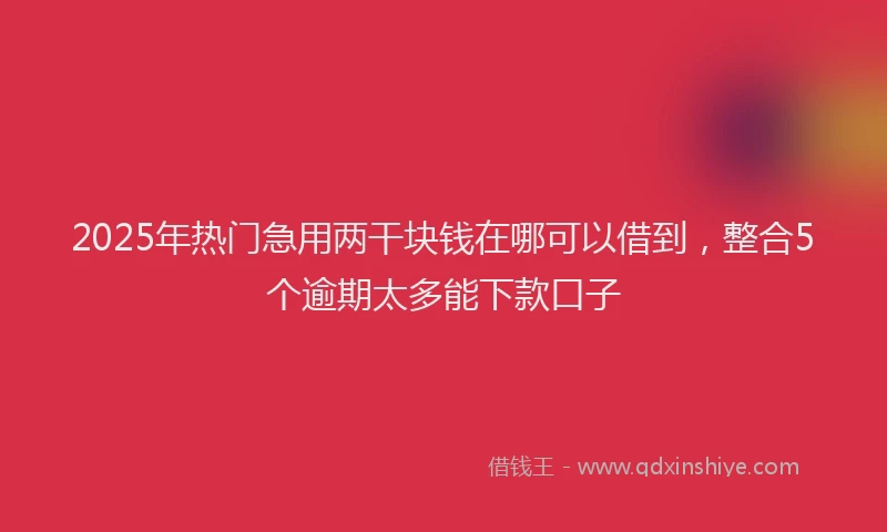 2025年热门急用两干块钱在哪可以借到，整合5个逾期太多能下款口子