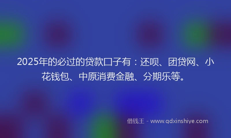 2025年的必过的贷款囗子有：还呗、团贷网、小花钱包、中原消费金融、分期乐等。