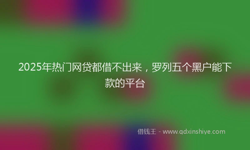 2025年热门网贷都借不出来，罗列五个黑户能下款的平台