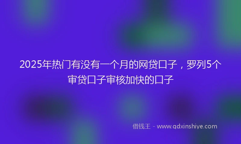 2025年热门有没有一个月的网贷口子，罗列5个审贷口子审核加快的口子
