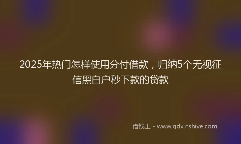 2025年热门怎样使用分付借款，归纳5个无视征信黑白户秒下款的贷款