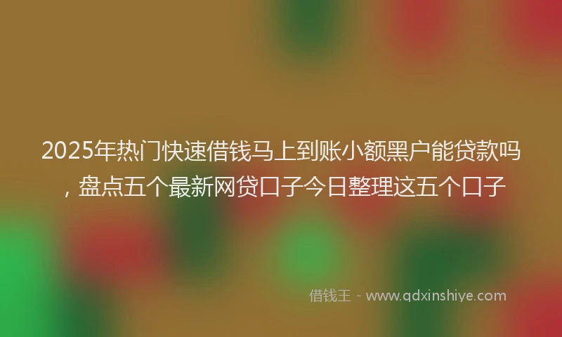 2025年热门快速借钱马上到账小额黑户能贷款吗，盘点五个最新网贷口子今日整理这五个口子