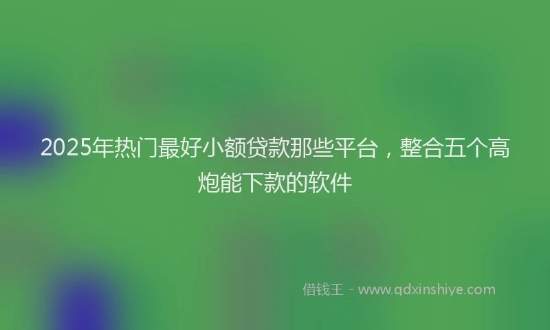 2025年热门最好小额贷款那些平台，整合五个高炮能下款的软件