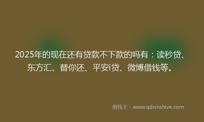 2025年的现在还有贷款不下款的吗有：读秒贷、东方汇、替你还、平安i贷、微博借钱等。