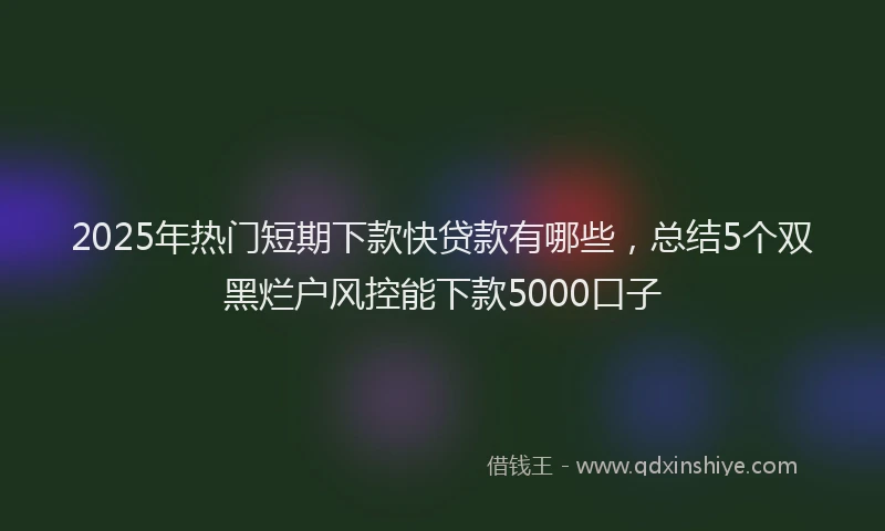 2025年热门短期下款快贷款有哪些，总结5个双黑烂户风控能下款5000口子
