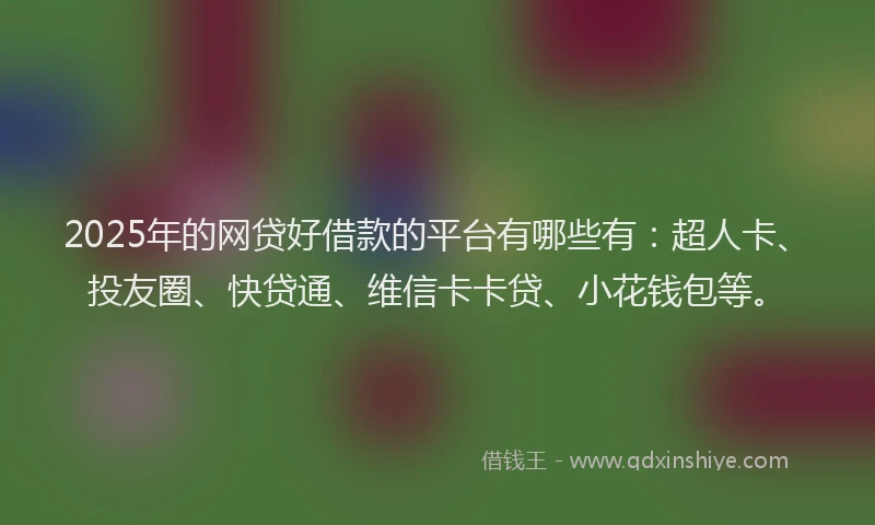 2025年的网贷好借款的平台有哪些有：超人卡、投友圈、快贷通、维信卡卡贷、小花钱包等。