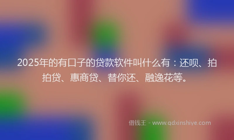 2025年的有口子的贷款软件叫什么有：还呗、拍拍贷、惠商贷、替你还、融逸花等。