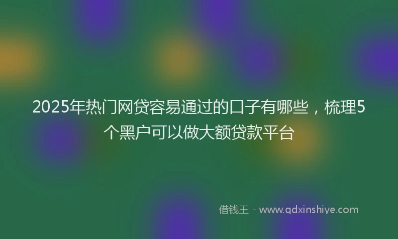 2025年热门网贷容易通过的口子有哪些，梳理5个黑户可以做大额贷款平台