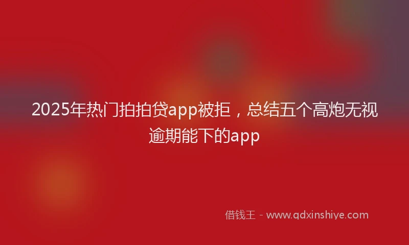 2025年热门拍拍贷app被拒，总结五个高炮无视逾期能下的app