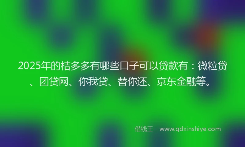 2025年的桔多多有哪些口子可以贷款有：微粒贷、团贷网、你我贷、替你还、京东金融等。