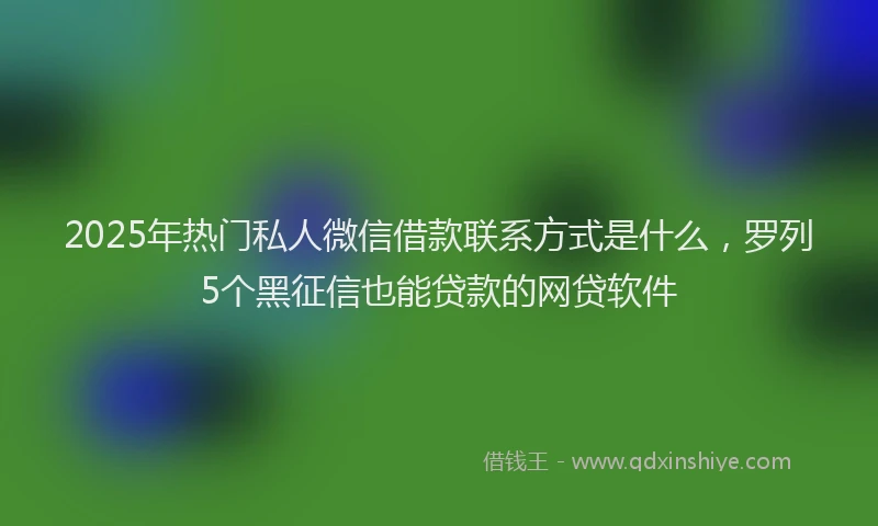 2025年热门私人微信借款联系方式是什么，罗列5个黑征信也能贷款的网贷软件
