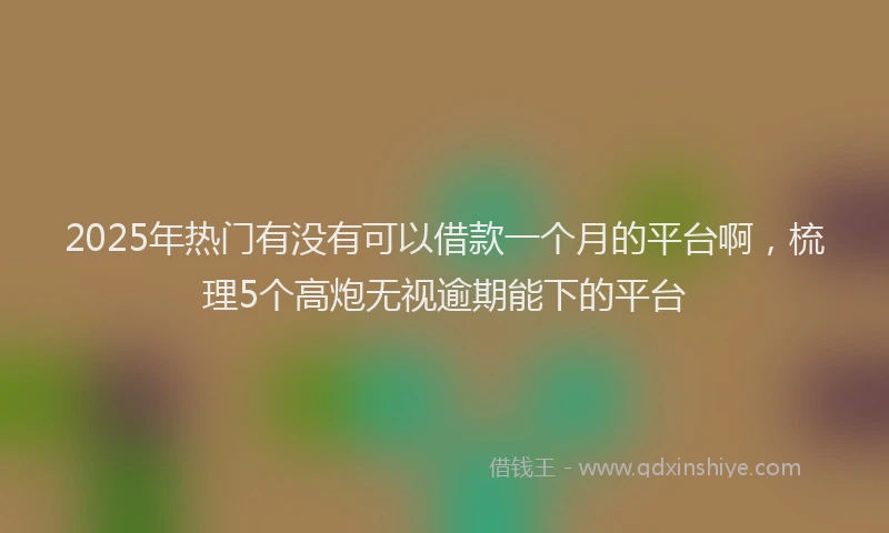 2025年热门有没有可以借款一个月的平台啊，梳理5个高炮无视逾期能下的平台