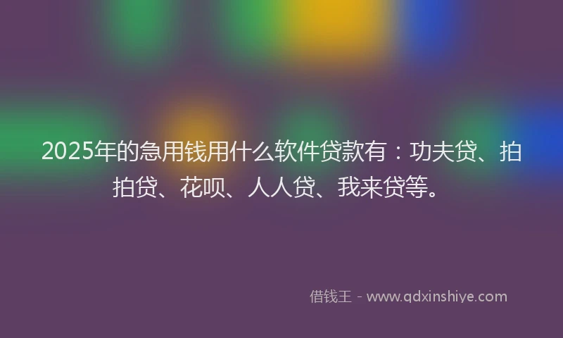 2025年的急用钱用什么软件贷款有：功夫贷、拍拍贷、花呗、人人贷、我来贷等。