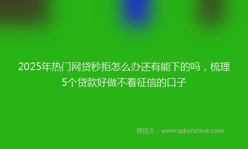 2025年热门网贷秒拒怎么办还有能下的吗，梳理5个贷款好做不看征信的口子