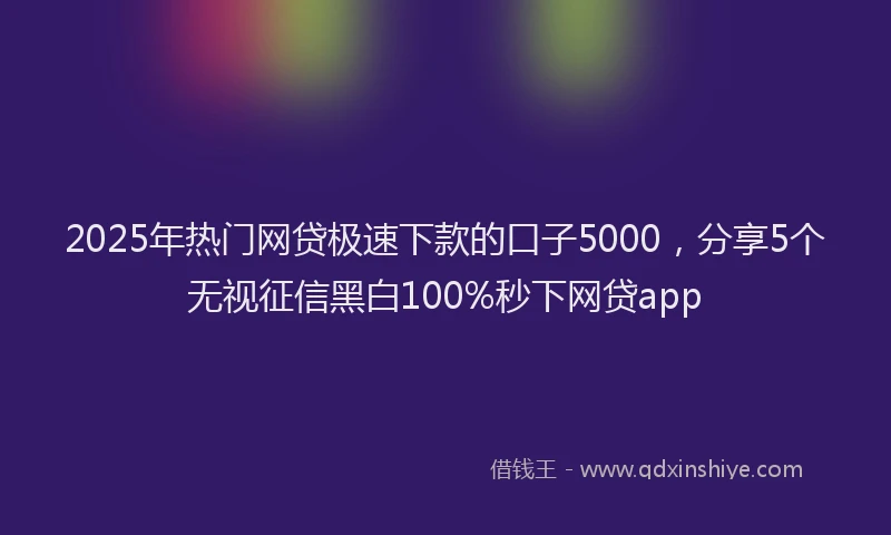 2025年热门网贷极速下款的口子5000，分享5个无视征信黑白100%秒下网贷app