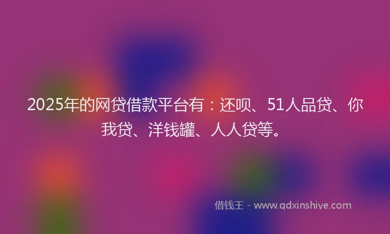 2025年的网贷借款平台有：还呗、51人品贷、你我贷、洋钱罐、人人贷等。