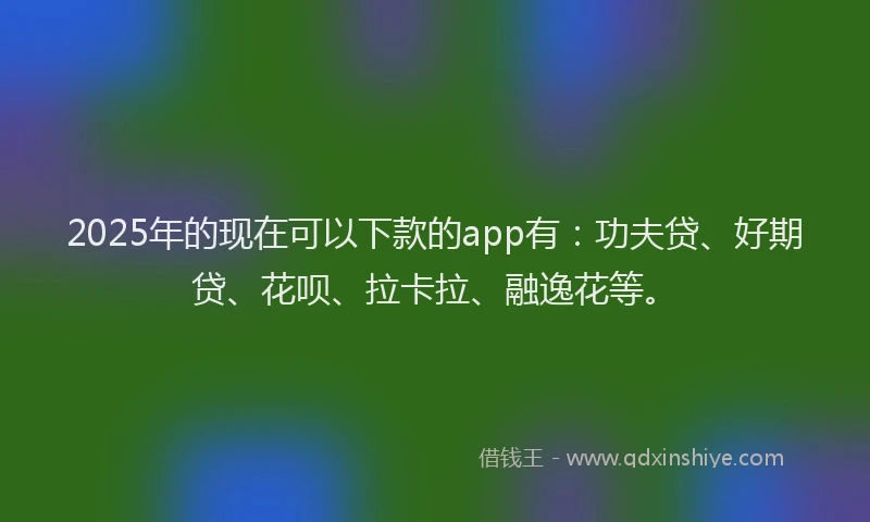 2025年的现在可以下款的app有：功夫贷、好期贷、花呗、拉卡拉、融逸花等。