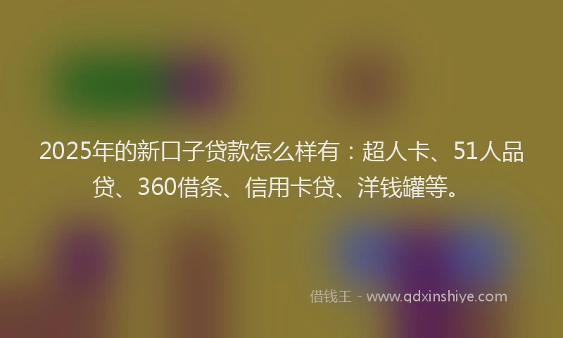2025年的新口子贷款怎么样有：超人卡、51人品贷、360借条、信用卡贷、洋钱罐等。