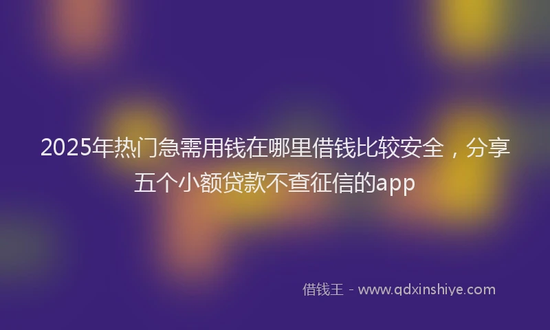 2025年热门急需用钱在哪里借钱比较安全，分享五个小额贷款不查征信的app