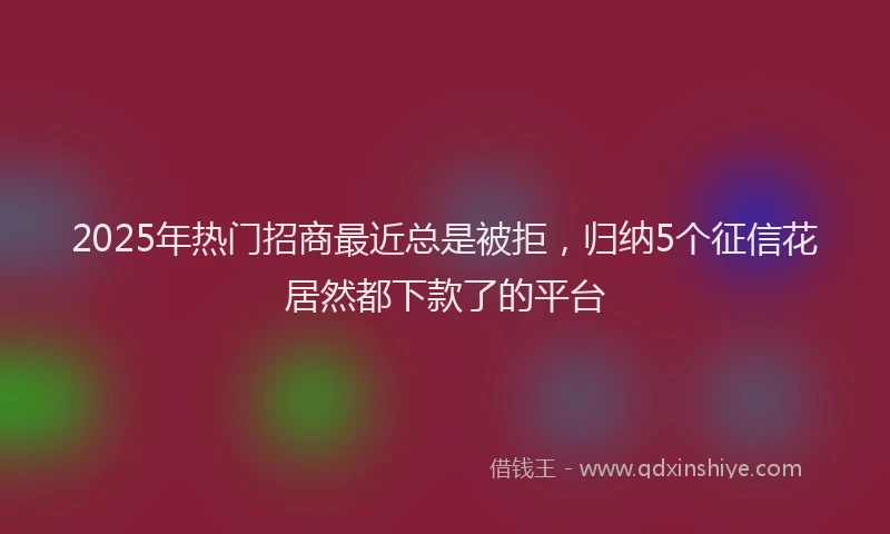 2025年热门招商最近总是被拒，归纳5个征信花居然都下款了的平台