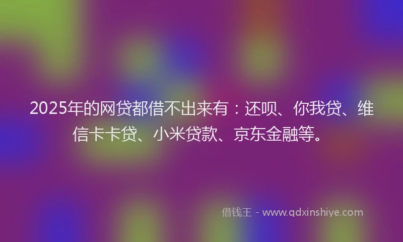 2025年的网贷都借不出来有：还呗、你我贷、维信卡卡贷、小米贷款、京东金融等。