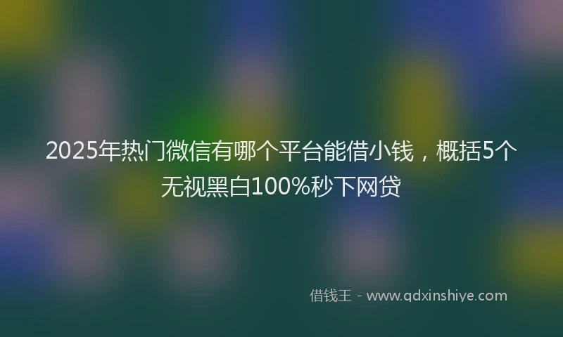 2025年热门微信有哪个平台能借小钱，概括5个无视黑白100%秒下网贷
