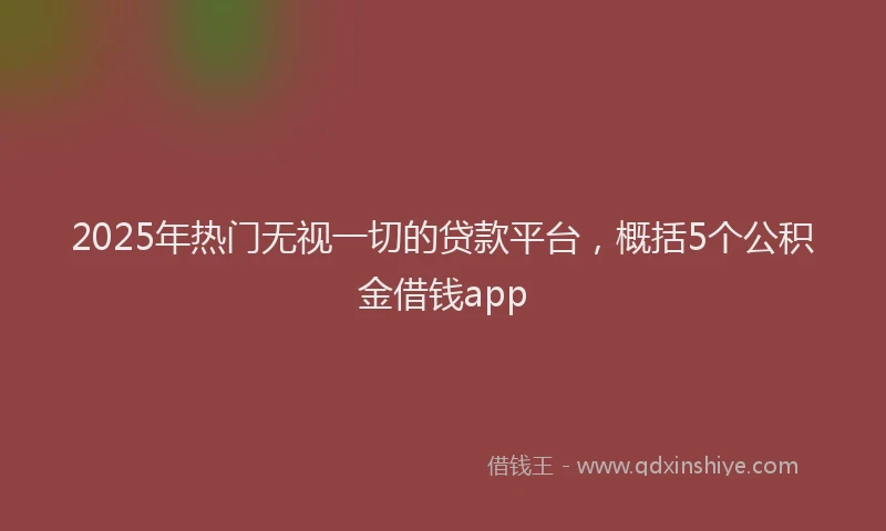 2025年热门无视一切的贷款平台，概括5个公积金借钱app