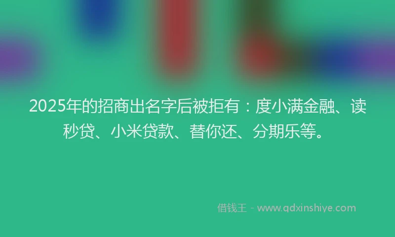 2025年的招商出名字后被拒有：度小满金融、读秒贷、小米贷款、替你还、分期乐等。