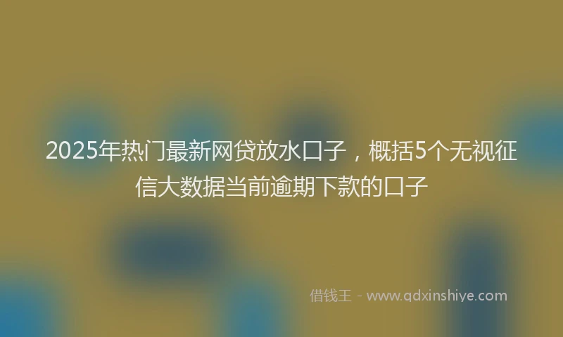 2025年热门最新网贷放水口子，概括5个无视征信大数据当前逾期下款的口子
